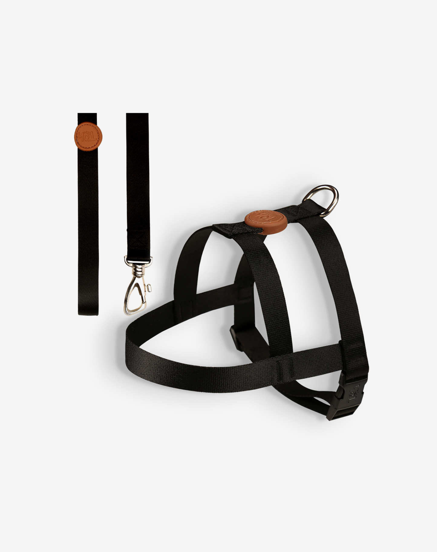 Conjunto básico de arnês e guia preto
