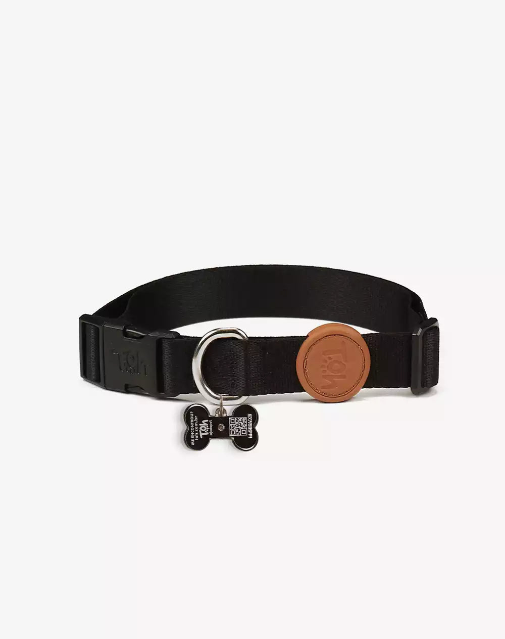 Adjustable Dog Collar with ID Tag Black