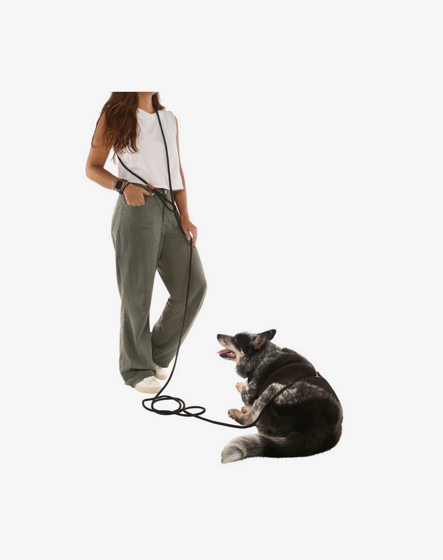 Long Rope Dog Leash Black