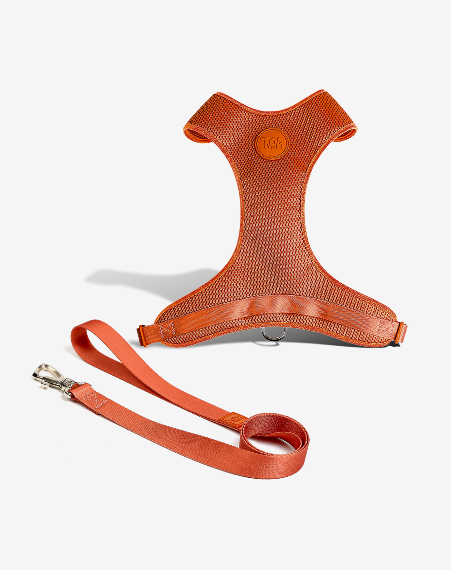 H Mesh Dog Harness + Leash Coral